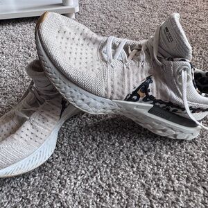 Nike Women’s Sneakers in Light Cream with Leopard Accent